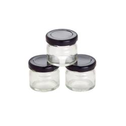 Mini tarro de cristal hermético con tapón negro cl 3