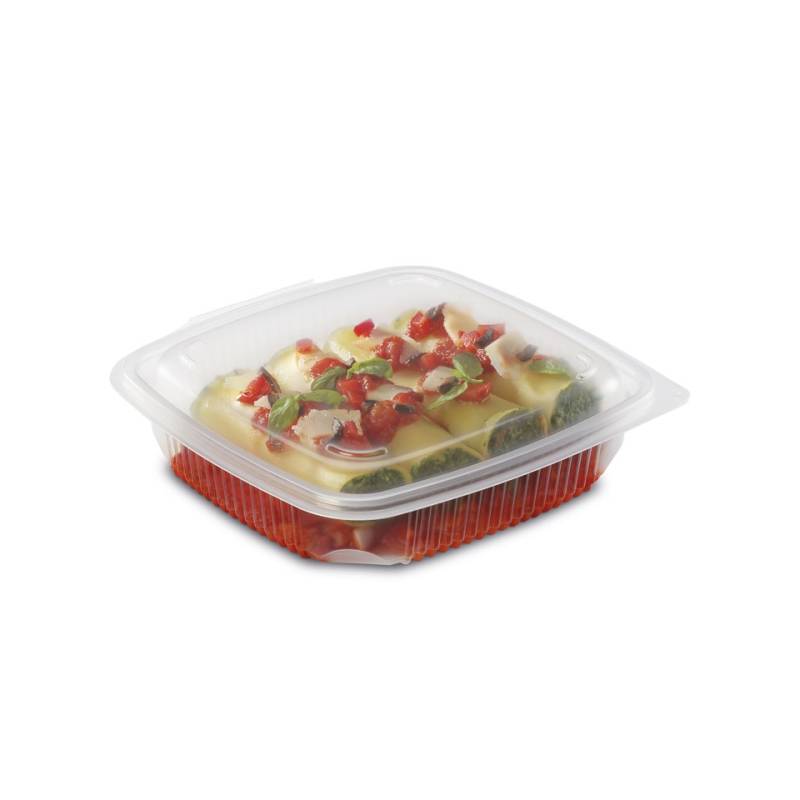 Recipiente rectangular de polipropileno transparente con tapa cm 19x18,5x4,9
