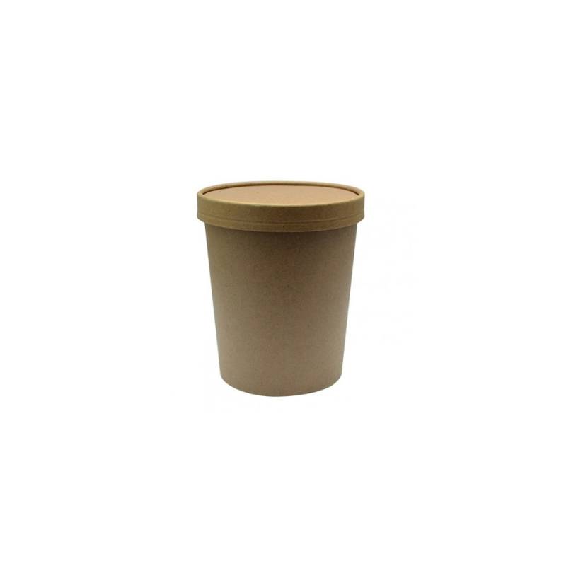 Boîte à soupe avec couvercle en papier brun cl 63,5
