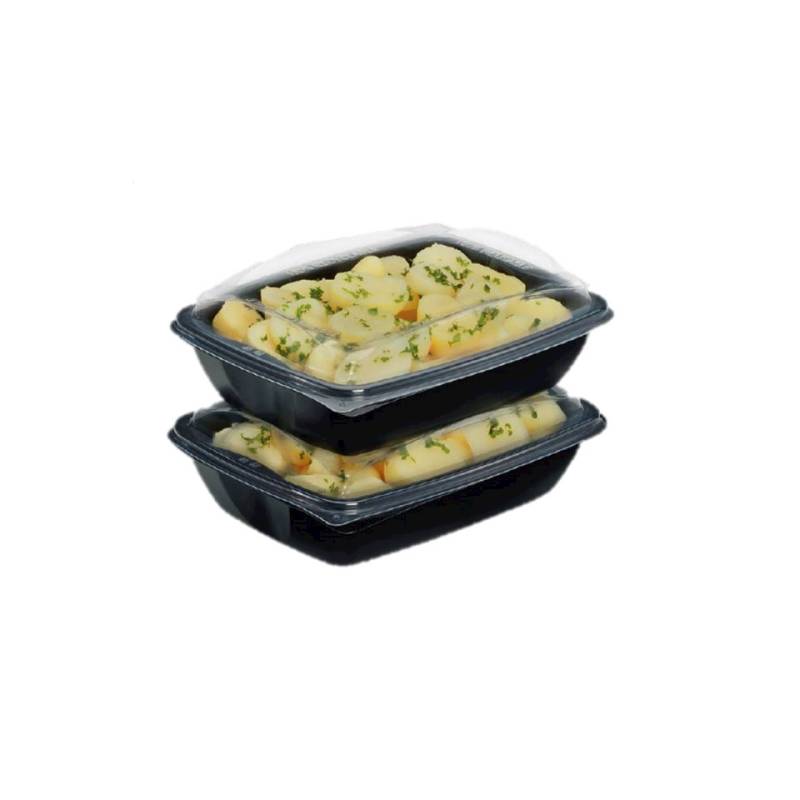 Envase Deliverypack de polipropileno negro con tapa transparente cl 55