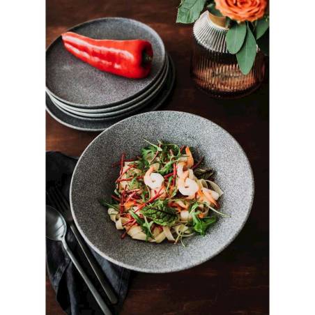 Plat à pâtes Granit Benedikt en porcelaine anthracite 27 cm