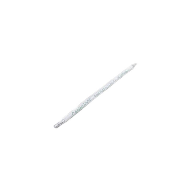 Paille biodégradable emballée individuellement dans du bioplastique blanc cm 21x0,6