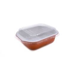 Plateau rectangulaire en aluminium brun avec couvercle transparent cm 15.7x12.4x4