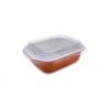 Plateau rectangulaire en aluminium brun avec couvercle transparent cm 15.7x12.4x4
