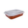 Plateau rectangulaire en aluminium brun avec couvercle transparent 23,6x18,5x4,5 cm