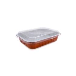 Plateau rectangulaire en aluminium brun avec couvercle transparent cm 22x15x4,5