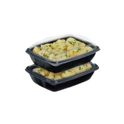 Conteneur Deliverypack en polypropylène noir avec couvercle transparent 19,5x14,5 cm