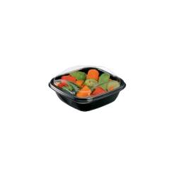Conteneur Deliverypack en polypropylène noir avec couvercle transparent 14,5x14,5 cm