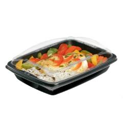 Envase de polipropileno negro con tapa transparente 23x17 cm