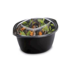 Wokipack recipiente de polipropileno negro con tapa transparente lt 2,3