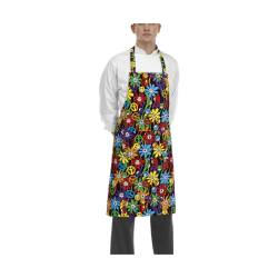 Peace and Love Egochef delantal con bolsillo y babero 100% algodón cm 90x70