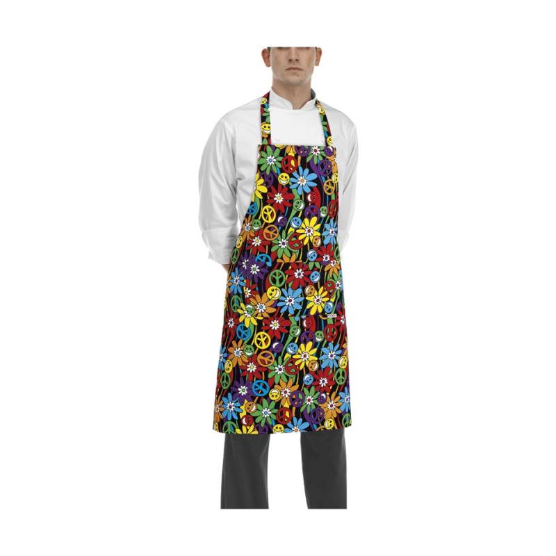 Peace and Love Egochef delantal con bolsillo y babero 100% algodón cm 90x70