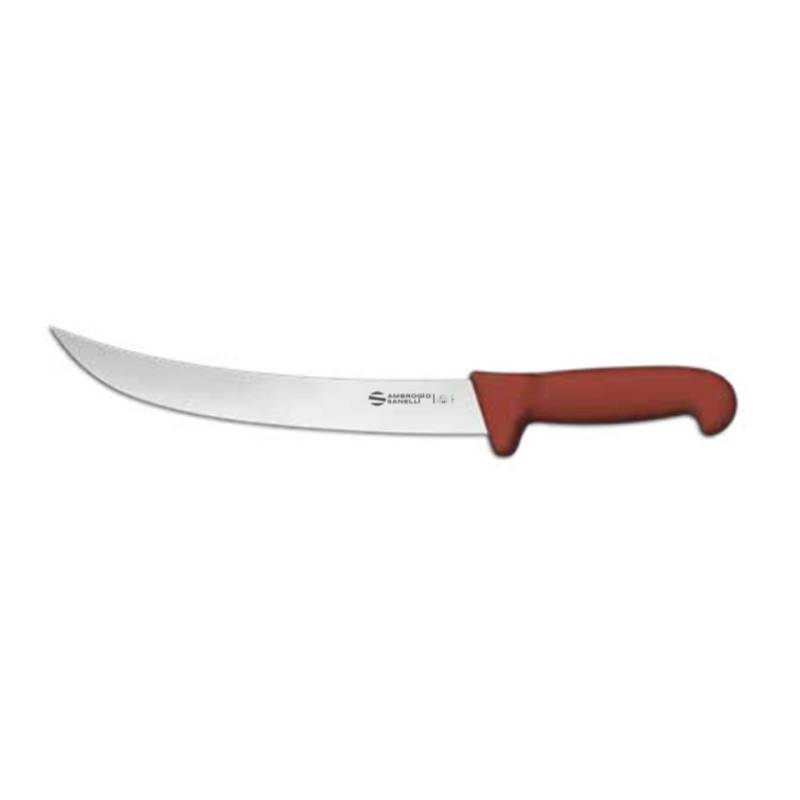 Sanelli Ambrogio acier cimeterre étroit couteau BBQ avec manche en pp marron cm 26