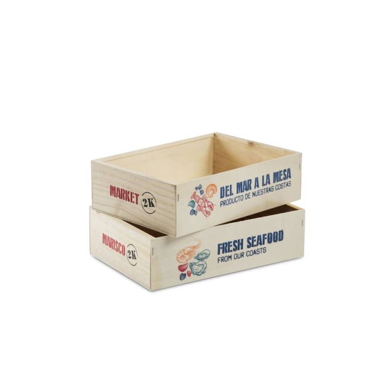 Produits de la mer 100% Chef boîte en bois 30x20 cm
