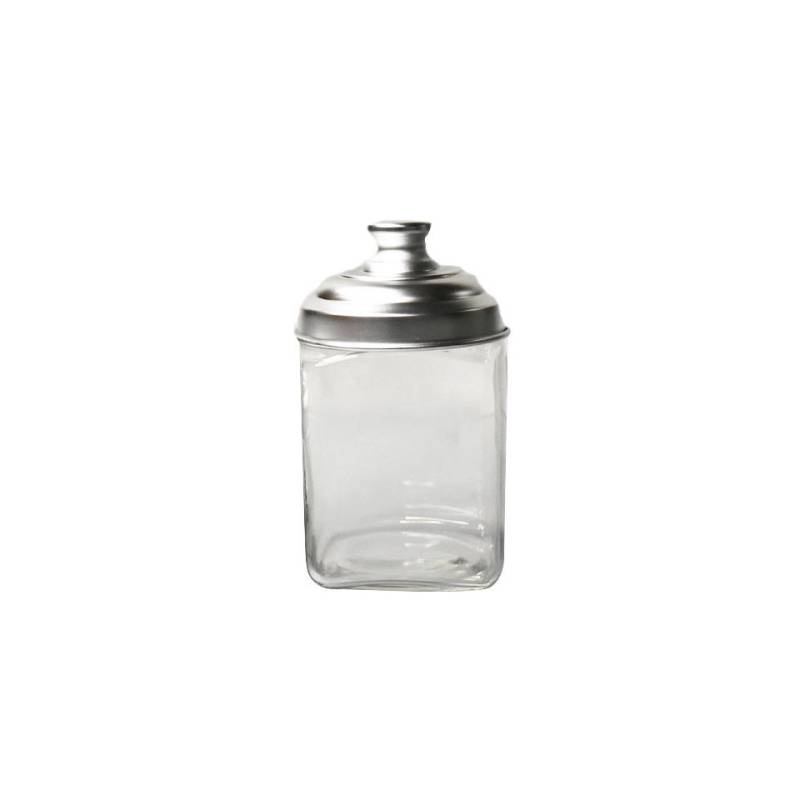 Pot carré en verre avec bouchon en aluminium lt 1