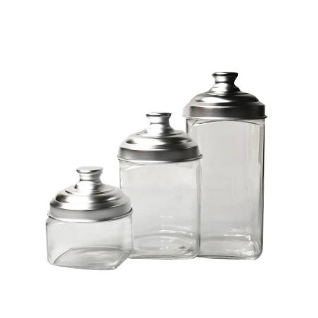 Pot carré en verre avec bouchon en aluminium lt 1