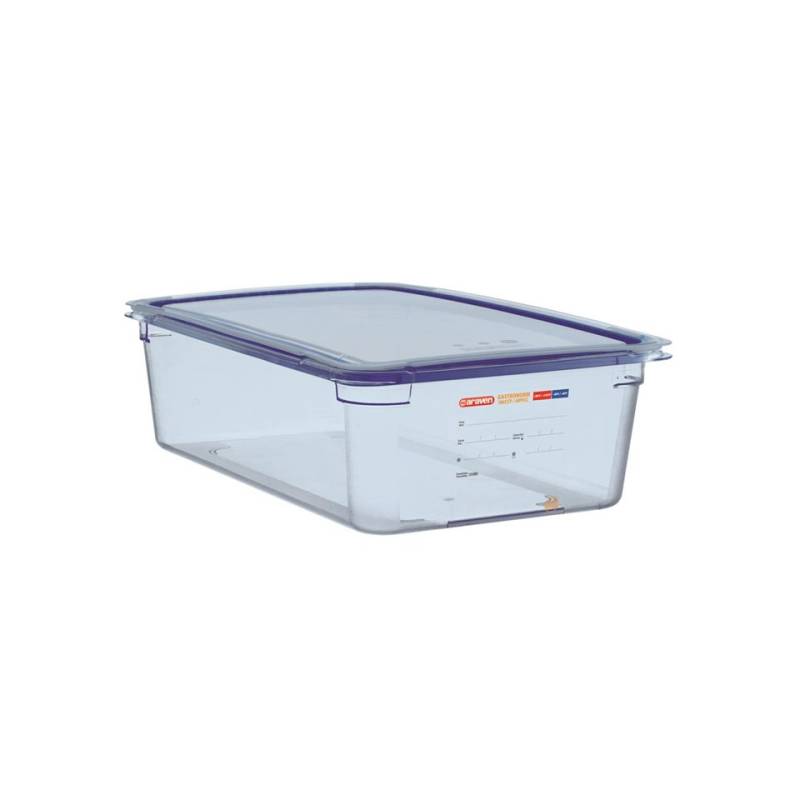 1/1 recipiente de plástico azul con tapa altura cm 15