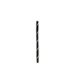 Pailles biodégradables en papier noir avec spirale blanche cm 14.5x0.6