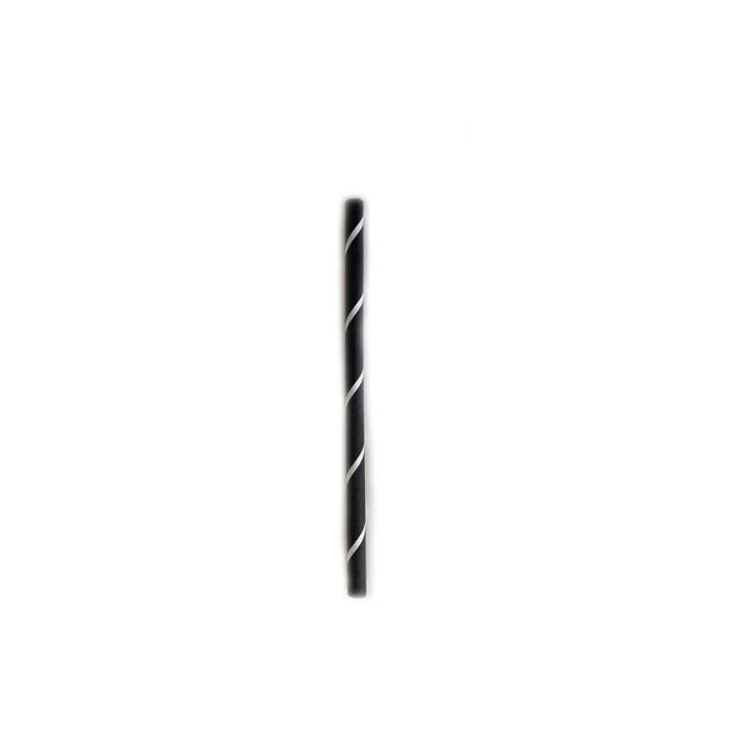 Pailles biodégradables en papier noir avec spirale blanche cm 14.5x0.6