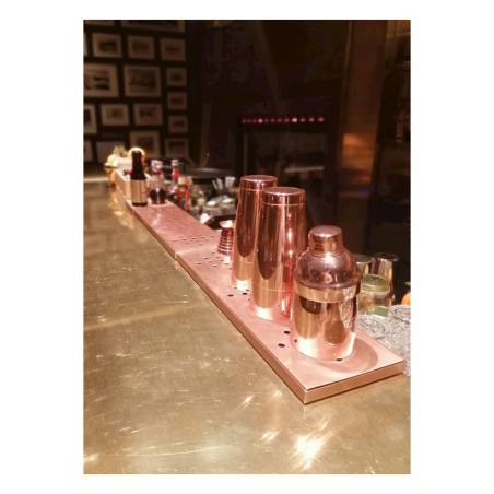 Tapis de bar avec grille et trous ronds en acier inoxydable cuivré cm 10,5x10,5x1,6