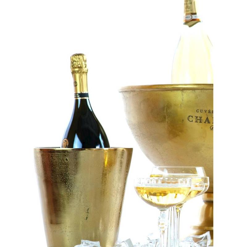 Cubo de aluminio dorado para vino y cava 20x20,5 cm