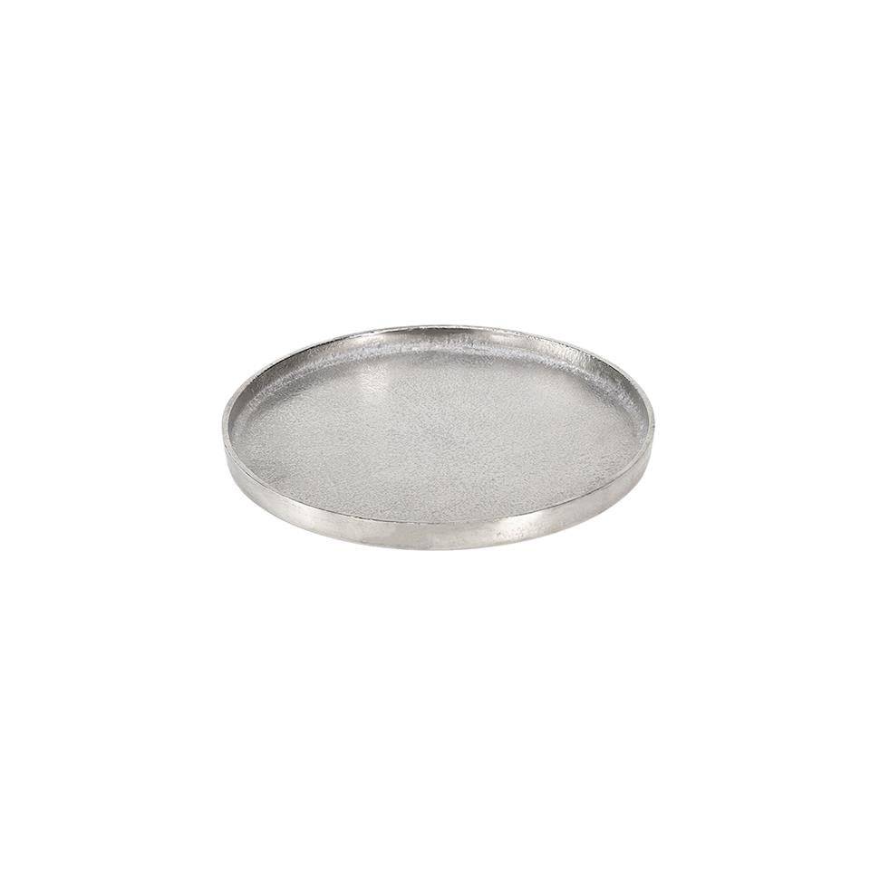 Petit plateau rond en aluminium argenté 25 cm