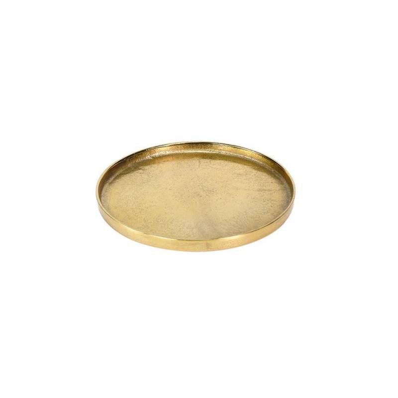 Petit plateau rond en aluminium doré 25 cm
