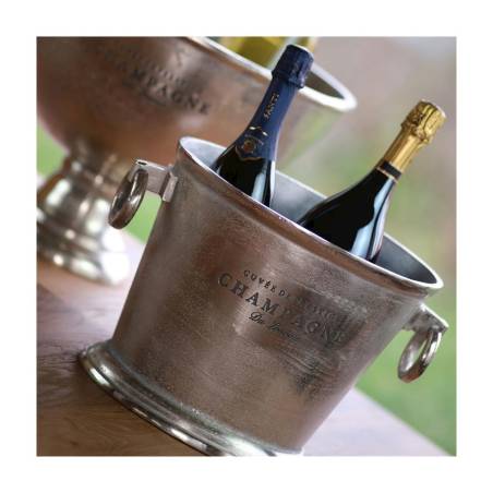 Cubo para vino y cava con letras de aluminio plateado 32x26x25 cm