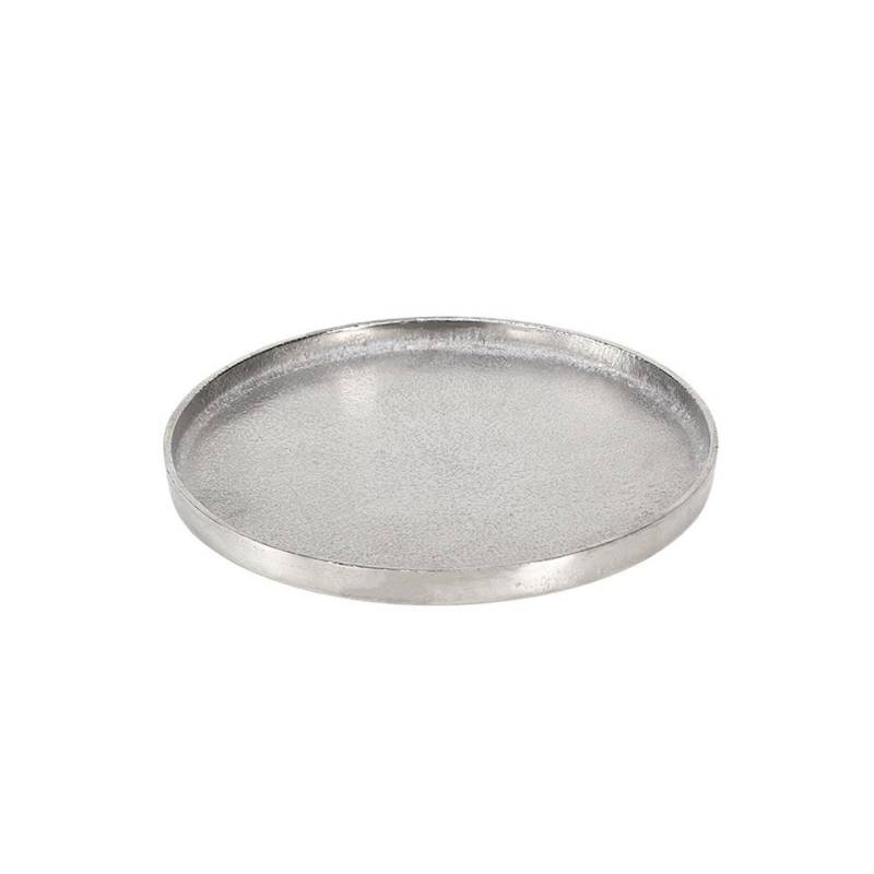 Grand plateau rond en aluminium argenté 38,5 cm