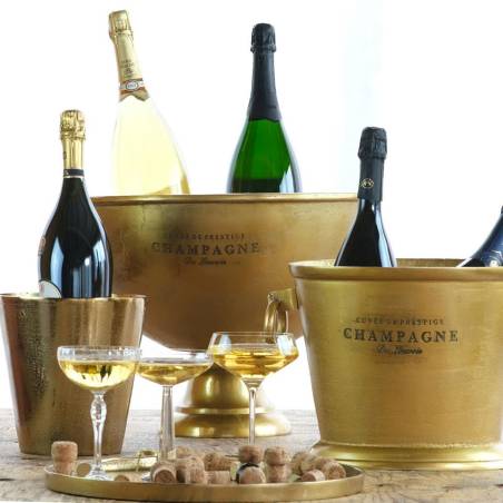 Récipient pour vin mousseux avec inscription en aluminium doré 46x33 cm