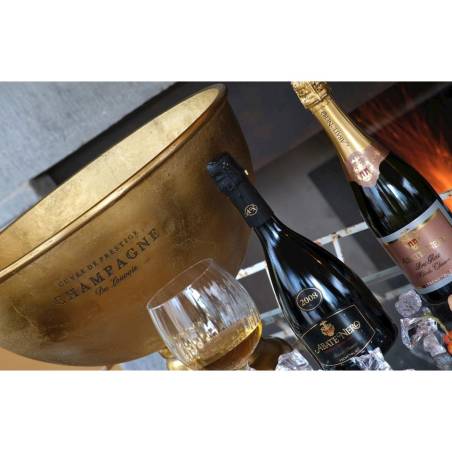 Récipient pour vin mousseux avec inscription en aluminium doré 46x33 cm