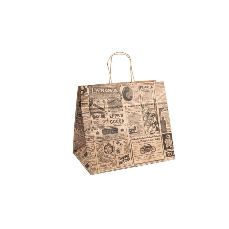 Sac Times en papier havane avec motifs cm 32x21x28,5