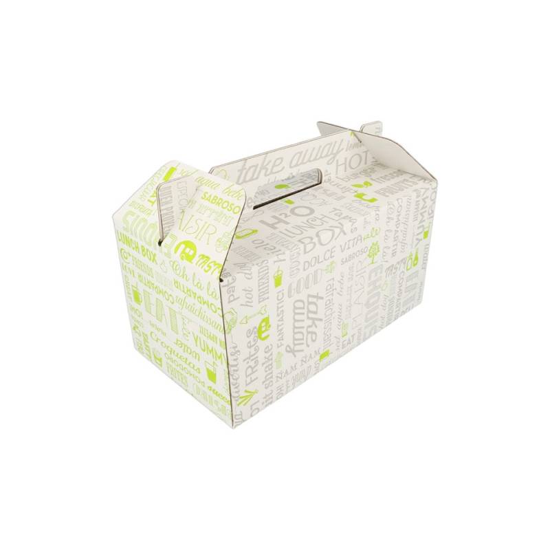 Caja de cartón para llevar con decoración de palabras cm 24,5x13,5x12