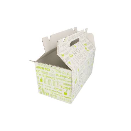 Caja de cartón para llevar con decoración de palabras cm 24,5x13,5x12