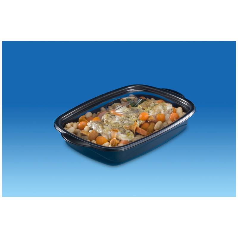 Marmipack contenedor de polipropileno negro con tapa transparente 21x16 cm