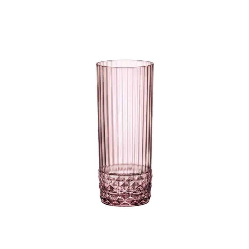 Verre à long drink America '20s en verre rose cl 40