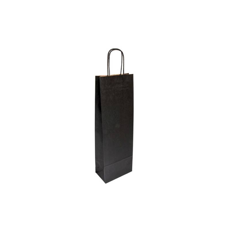 Bolsa de papel negro para botellas 14x8x40 cm