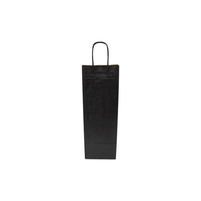 Bolsa de papel negro para botellas 14x8x40 cm