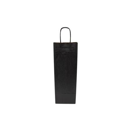 Bolsa de papel negro para botellas 14x8x40 cm