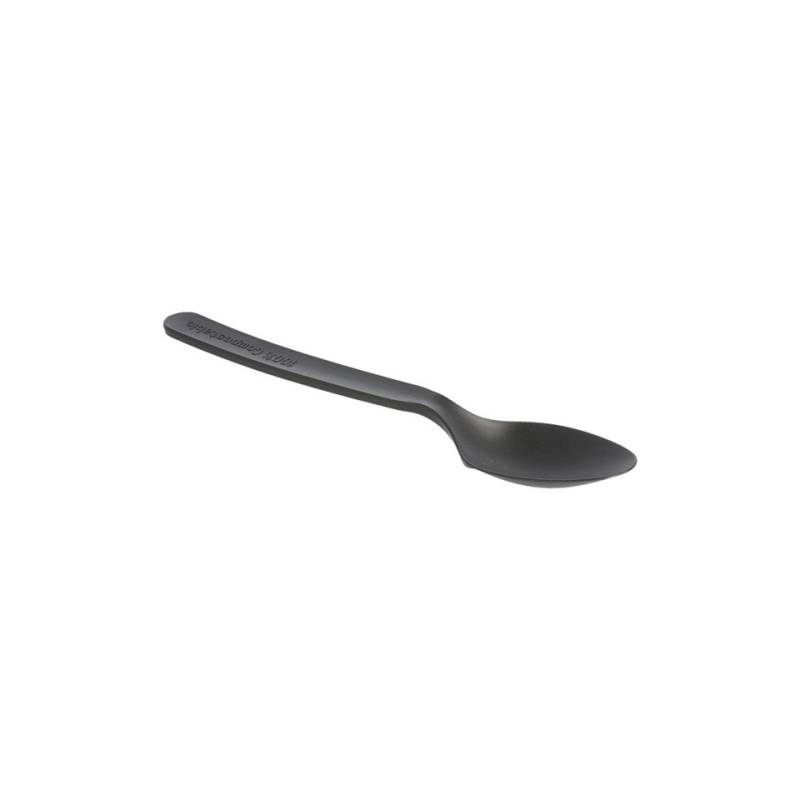 Cuillère jetable en plastique noir 16 cm
