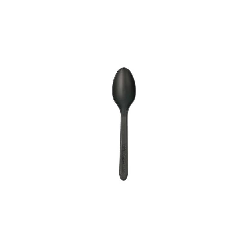 Cucharas desechables cpla negras 12,7 cm