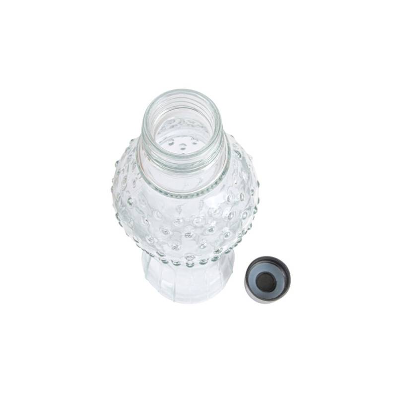 Botella de vidrio perforado con tapón de acero inoxidable cl 99