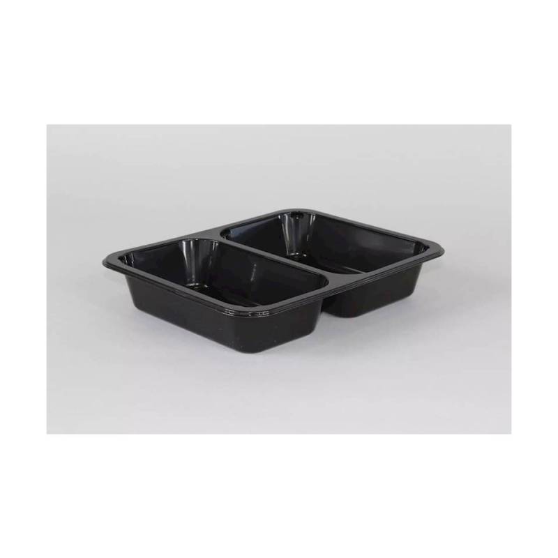 Maptipack Contenedor de 2 compartimentos de polipropileno negro cm 22,5x17,5x3,8