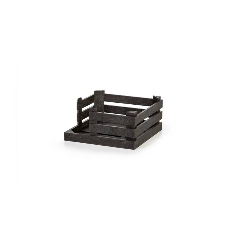 Porte-serviettes en fibre de bois et pp noir 14x14x6,7 cm