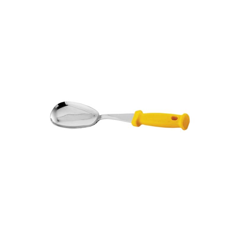 Cuchara de pizza de acero inoxidable con mango de polipropileno amarillo