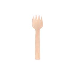 Mini tenedor de madera natural 10,5 cm