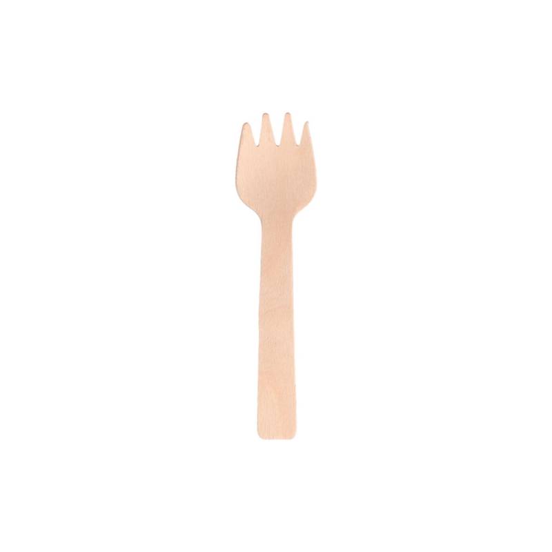 Mini tenedor de madera natural 10,5 cm