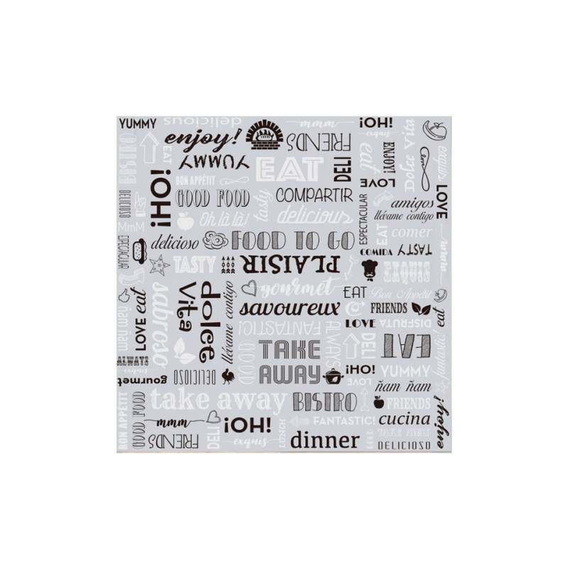 Hojas de embalaje en papel de plata con decoración Parole cm 31x31