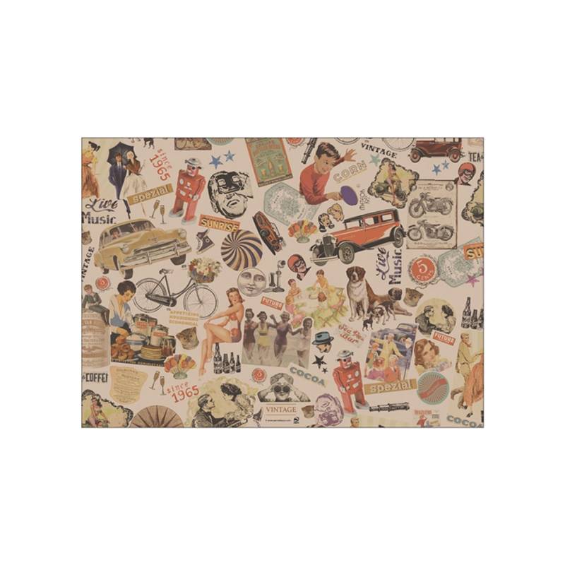 Mantel individual de papel kraft con decoración vintage 30x42 cm