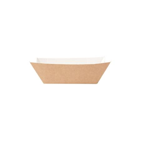 Bateau en papier kraft et blanc 16x11.5x4 cm